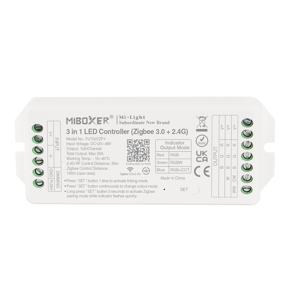FUT037ZP+ 3 in 1 Zigbee 3.0 +2.4G RGBWW LED Controller FUT037ZP+ 3 in 1 Zigbee 3.0 +2.4G RGBWW LED Controller